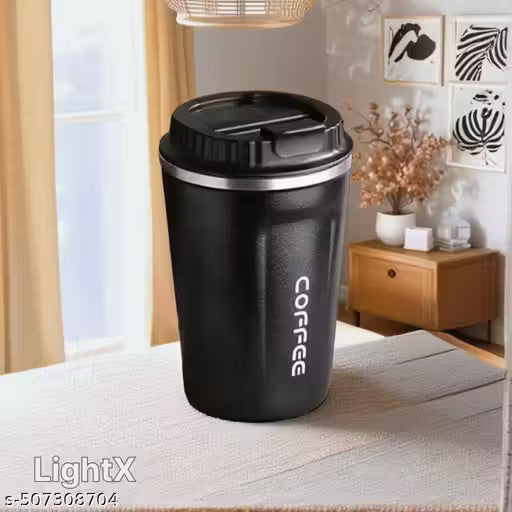 Stainless Steel Vacuum Insulated Coffee Mug 510ML Insulated Coffee Cups Double Walled Travel Mug, Car Coffee Mug with Leak Proof Lid Reusable Thermal Cup for Hot Cold Drinks Coffee, Tea(BLACK)
