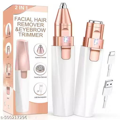 NOIRE Lip Hair Removel 2 in 1 Hair Removing white Eyebrow Trimmer 2 in 1 painless Eyebrow trimmer and Facial Hair removel flawess -USB